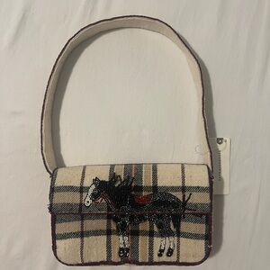 NWT Anthropologie Fiona Beaded Plaid Horse Embroidered Women's Bag